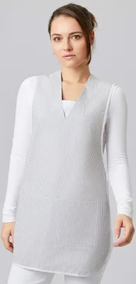 Produktbild von Überwurfschürze grau gestreift, Gr. I (36-42) : Größe I : 65% Polyester, 35% Baumwolle, 170gm2 : Grautöne Gestreift