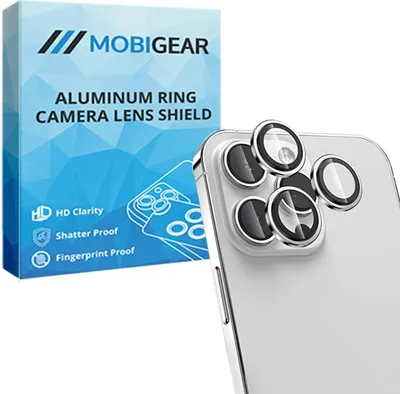 Produktbild von Mobigear Schutzglas für iPhone 14 Pro – Gehärtetes Glas für die Kamera – Kompatibel mit Hüllen – Silber