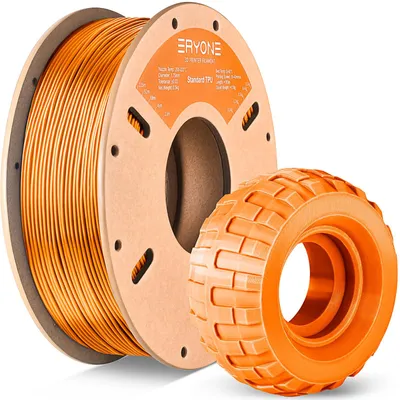 Obrázok produktu pre ERYONE, filament pre 3D tlač, TPU, 1,75 mm, flexibilný, mäkký, TPU 95A, presnosť rozmerov +/- 0,03 mm, 0,5 kg, 1 cievka, mangožltá farba