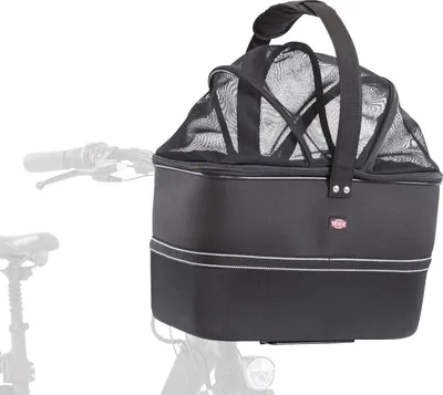 Produktbild von TRIXIE Hundefahrradkorb vorne mit Netzhaube und Regenhaube - schwarz - 41 × 47 × 29 cm