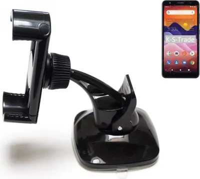 Produktbild von K-S-Trade kompakte Handy-Halterung Windschutzscheibe kompatibel mit ZTE Avid 579 Armaturenbrett schwarz Autohalterung KFZ Halter Scheiben-Halterung
