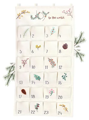 Stoff-Adventskalender 2024, selbstbefüllbar, 24 Taschen, Beige Joy
