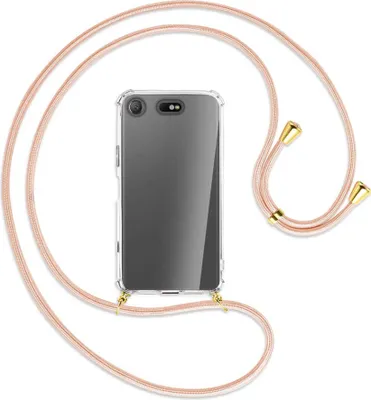 Produktbild von Handykette Backcover-Schutzhülle mit Band (Metall goldfarben) für Sony Xperia XZ1 Compact - rose peach
