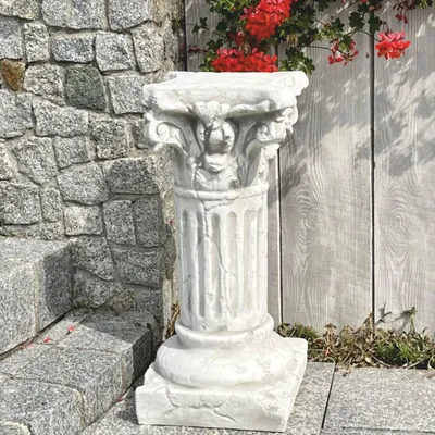 Produktbild von Casa Padrino Barock Garten Deko Säule Antik Weiß H. 62 cm - Barockstil Garten Deko