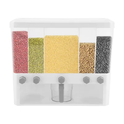Produktbild von 10L 5 Gitter Trockenfutterspender mit Messbecher Müslispender Getreidespender Behälter Küche Aufbewahrungsbox (transparent)