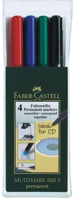 Produktbild von Faber-Castell 152304, Schwarz, Blau, Grün, Rot, Schwarz, Mehrfarbig, Kunststoff, Polypropylen (PP), 4 Stück(e)