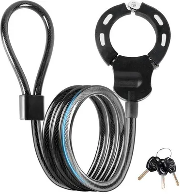 Produktbild von Unyqoos® Diebstahlsicheres Kabelschloss – 14 mm Stahlkabel, 120 cm, 3 Schlüssel, für Fahrrad, Roller & Motorrad, wetterfest