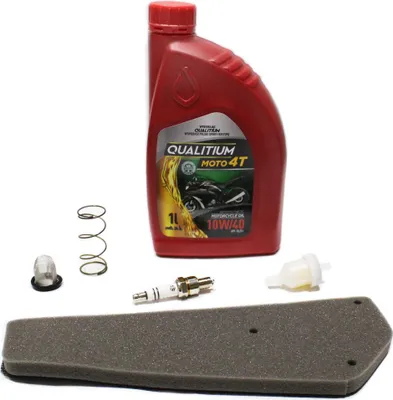 Produktbild von Öl für Roller 4T 10W40 Qualitium 1L JASO MA2 + Filter + Zündkerze GY6 Service