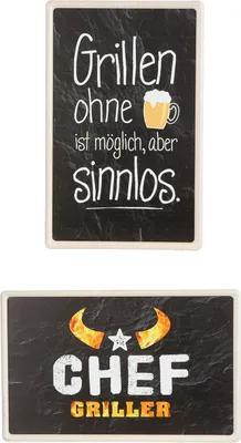 Image de Gilde Schild, rechteckig, "Grill", Spruch, Metall, schwarz