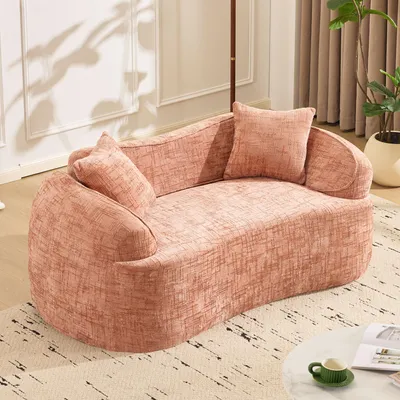 Image de okwish Canapé 2 places TV & relax avec accoudoirs, chaise longue relax avec rembourrage en mousse, canapé lounge avec 2 coussins, sans montage, rose