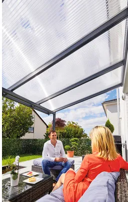 Produktbild von Terrassenüberdachung gutta Premium Polycarbonat bronze 510 x 306 cm anthrazit