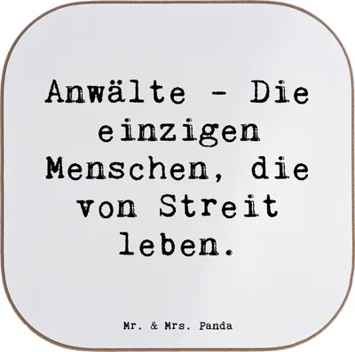Produktbild von Mr. & Mrs. Panda Untersetzer für Gläser Spruch Anwalt Streitmacher - Weiß - Geschenk, Berufspassion, Beruf, Tischschoner, handgefertigte Geschenke, Rechtsexperte, Glas