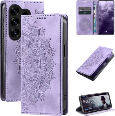 Produktbild von Mandala Handyhülle für Samsung Galaxy S26 Ultra RFID Schutz Klapphülle Case Cover Design Schutzhülle Farbe: Violett