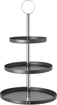 Image de Étagère noire à trois niveaux avec supports, hauteur de 46 cm