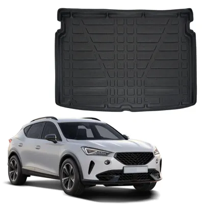 Produktbild von SCOUTT | Kofferraumwanne Laderaumwanne Kompatibel mit Cupra Formentor ab 2020 (obere Etage), mit Hoher Rand, Kofferraum-Schutzmatte, Geriffelt, Aufrollbar, Schwarz