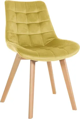 Image de Chaise de salle à manger en velours - chaise confortable - style scandinave | Couleur : jaune