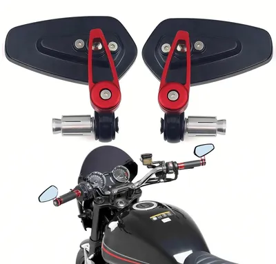 Immagine prodotto di Specchietto retrovisore universale per moto, diametro manubrio 7/8" (22mm), rosso, in alluminio lavorato a controllo numerico (CNC)