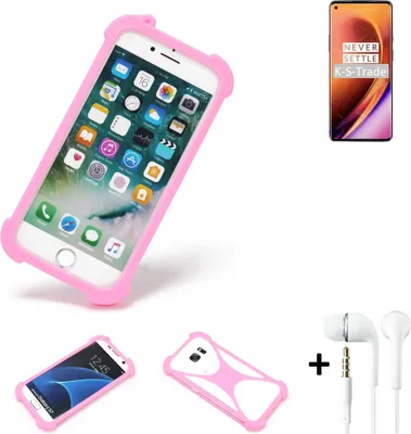 Produktbild von K-S-Trade Bumper + Kopfhörer kompatibel mit OnePlus 8 Pro Handy Hülle Schutzhülle Silikon Schutz Hülle Cover Case Silikoncase Silikonbumper TPU