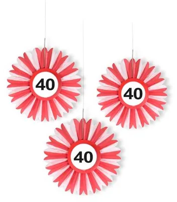 Produktbild von 3 Verkehrsschild 40 Papierrosette 25cm