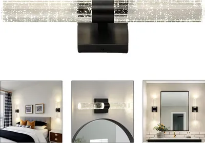 Produktbild von LED Wandlampe Modern, 12W Dimmbar, Kristall, Schlafzimmer, Wohnzimmer, Treppenlicht, Schwarz Acryl, Energieeffizient, Ambientelicht
