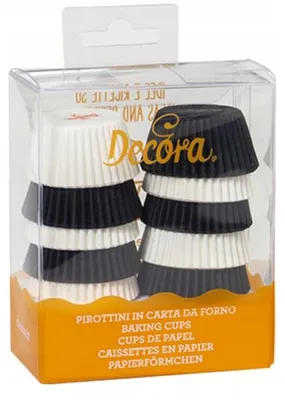 Obrázok produktu pre Decora Košíčky na muffiny MINI 32 x 22 mm, 200 ks, biela/čierna