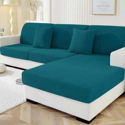 Productafbeelding van Stretchbank zitkussenhoes, donkergroen, voor 1 zitterplaats, 3 zitplaatsen + chaise longue, antislip, elastisch