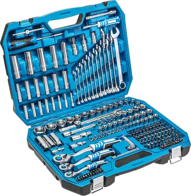 Productafbeelding van Gereedschapsset - Steeksleutels - Dopsleutelset - Schroevendraaierset - Bitsset - 222 Delig - Cr-V Staal