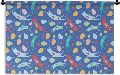 Produktbild von MuchoWow® Wandteppich Wandbehang Kaninchen - Pastell - Muster 150x100 cm Tapisserie Dekoration Wandtuch - Waschbar - Tapisserien - Wand-Decke