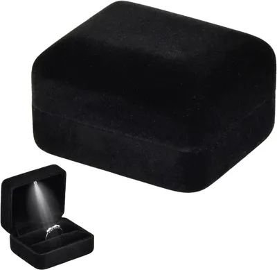 Produktbild von Ringschachtel, Ringetui Samt Ring Box, Schmuck Geschenkbox fš¹r Verlobung, Heiratsantrag, Hochzeit, Schwarz