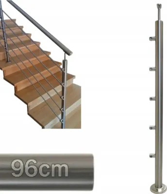 Obrázek produktu pro Sloupek zábradlí - Nerezová ocel - 96 x 4,24 cm - Pravý - 5 osových úchytů - Nastavení úhlu - Vnitřní a vnější - Schodišťové zábradlí