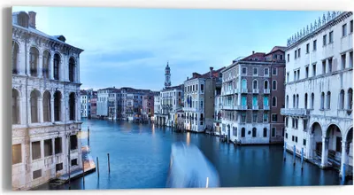 Produktbild von DEQORI Glasbild Echtglas 60x30 cm 'Abendliches Venedig' Wandbild Bild modern Deko