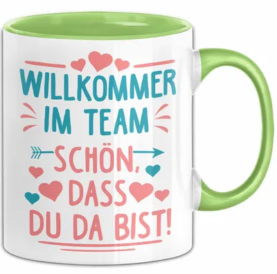 Produktbild von Office Arbeitskollege Tasse Geschenk Lustige Geschenkidee Spruch Willkommen Im Team Schön Dass Du Da Bist (Grün)