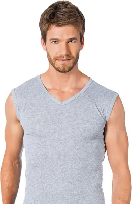Produktbild von 2er Pack Herren T-Shirt ohne Ärmel V-Ausschnitt Tank Top Fitness shirt 2131