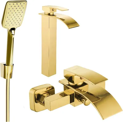 Image de Aries R62 Mélangeur lavabo et baignoire avec accessoires, or (744813R62-50)