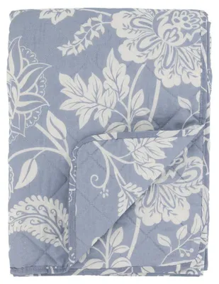 Produktbild von Chic Antique Quilt AIX SKY BLUE Blau Weiß mit Blumen Muster 180x130cm Tagesdecke