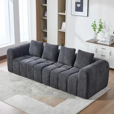 Produktbild von Ecksofa modulares Sofa 4-Sitziger Komprimierter Sofa (260x94.5x80cm), Tiefsitzende Polstersofa mit Armlehnen, Montagefrei für Wohnzimmer Schlafzimmer