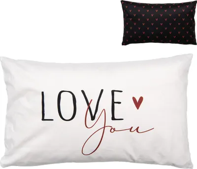 Produktbild von Clayre & Eef Kissenbezug 30x50 cm Schwarz Weiß Polyester