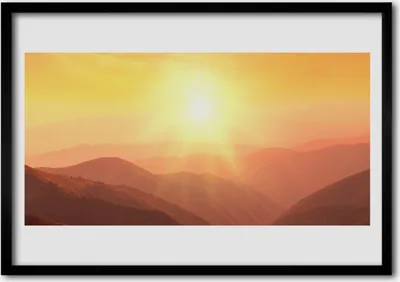 Produktbild von Bild 70x50 MDF-Rahmen Wandkunst Sun Mountain Landschaft