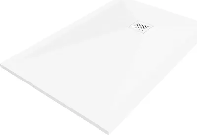 Produktbild von Mexen Stone+ rechteckige Duschwanne aus Verbundwerkstoff 110 x 70 cm, weiß, weiße Abdeckung - 44107011-W