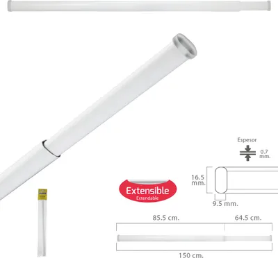Produktbild von Ausziehbare Gardinenstange 85,5/150 cm. Mit einstellbarer Druckfeder (1 Stück)