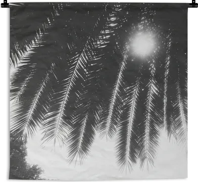 Produktbild von MuchoWow® Wandteppich Wandbehang Palmenblätter - Tropisch - Sonne - Palme 120x120 cm Tapisserie Dekoration Wandtuch - Modern - Baumwollgewebe