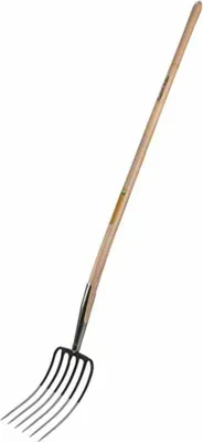 Image de Fourche à fumier 6 dents 135cm 24cm de large, manche en frêne