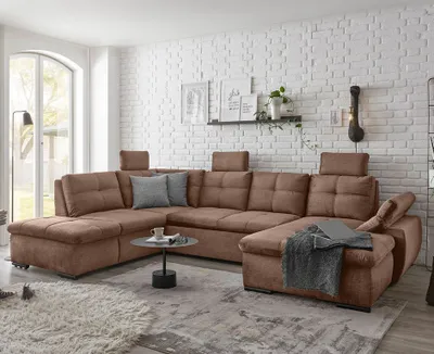 Produktbild von Alija Wohnlandschaft 334 x 217 cm, mit Schlaffunktion und Bettkasten Kupfer, Ausführung:Links