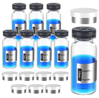 8 sterile 10 ml Flaschen aus Borosilikatglas mit Stopfen