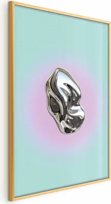 Produktbild von Posterpapier Poster - Metallic Form - abstract sculpture on a mint background with a purple halo 60x90 cm Muster a-C-10140-ao-a