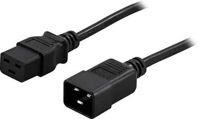 Immagine prodotto di Deltaco Įžemintas pratesimo kabelis, tiesus IEC 60320 C19 tiesiai IEC 60320 C20 , maksimalus 250V / 16A, 1m DELTACO juodas / DEL-112MA