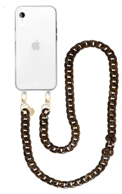 Produktbild von Brown Chocolate Transparant Cord Hülle - Long Cord  - Kompatibel mit iPhone XR