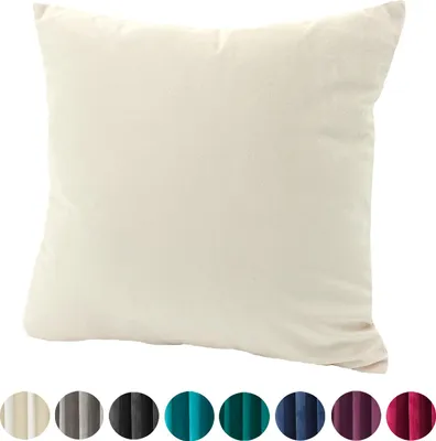 Produktbild von heimtexland ® Samt Deko Kissen Vorhang Velour Ösen Gardine Blickdicht Typ641 Creme Kissenhülle 40x40 cm