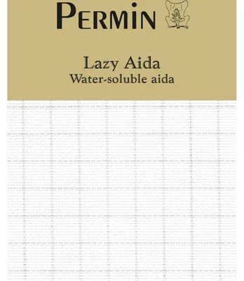 Imagen del producto de Permin, tela precortada de 18 hilos, tipo "Lazy Aida" (3507), con ayuda para el bordado, ideal para punto de cruz, dimensiones: 55 x 50 cm