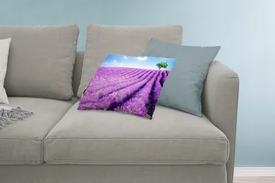 Produktbild von MuchoWow® Zierkissen Sofakissen Wohnzimmer Dekokissen 60x40 cm Rollende Lavendelhügel mit einem Baum - Kopfkissen - Polster mit Foto